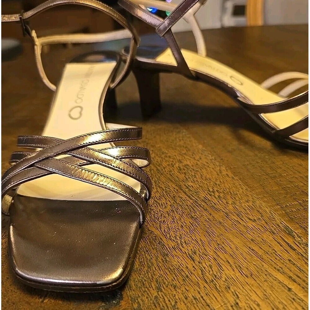 Martini Osvaldo Shoes Womens 37 Bronze Metallic Strappy Slingback Heels Italy‎ - Picture 3 of 10